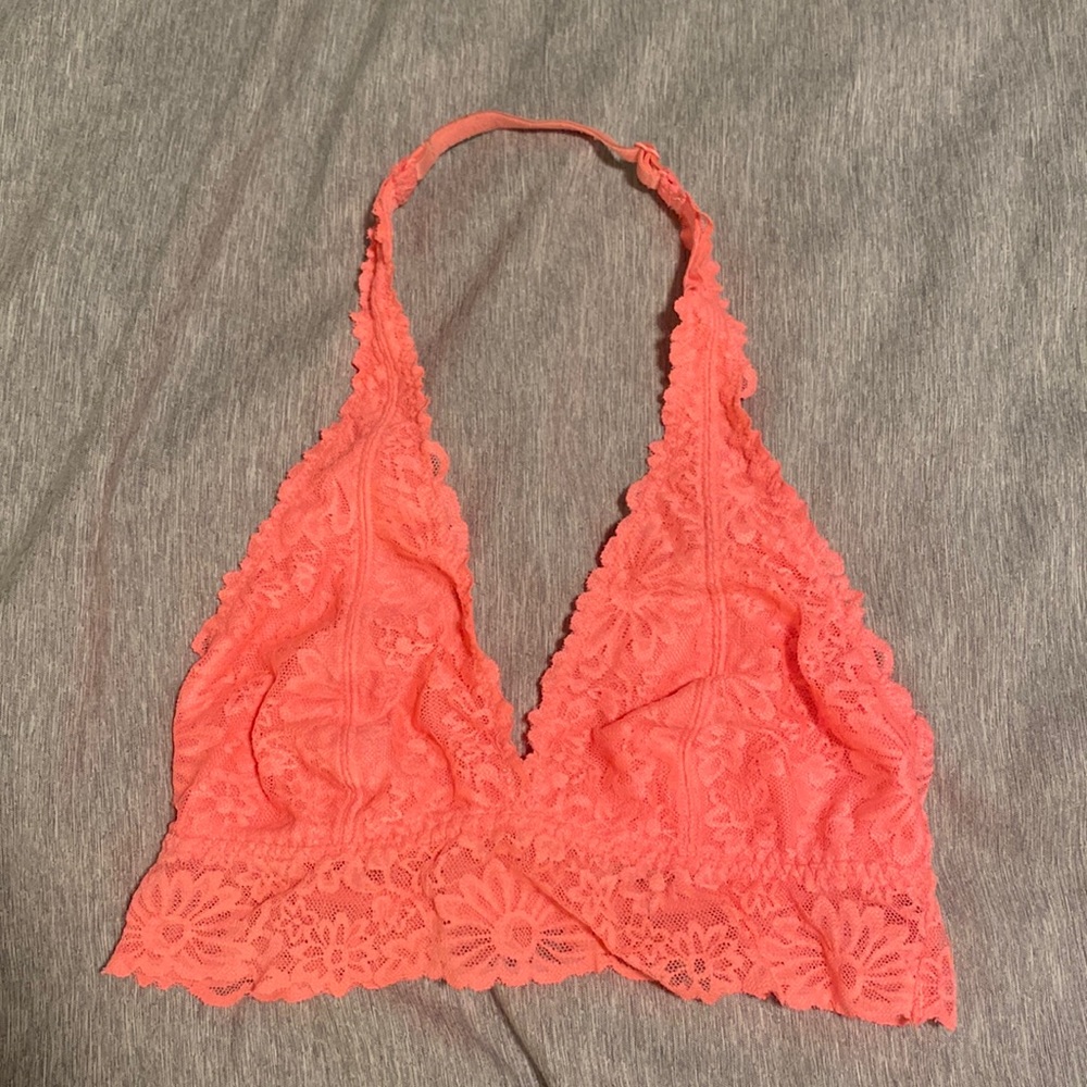 VS PINK coral lace halter bralette